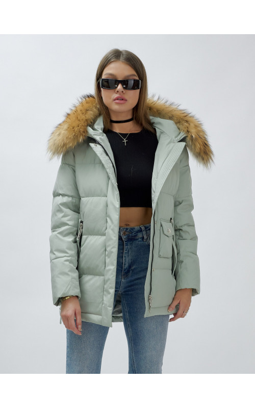 Женская зимняя куртка премиум-класса с мехом енота.