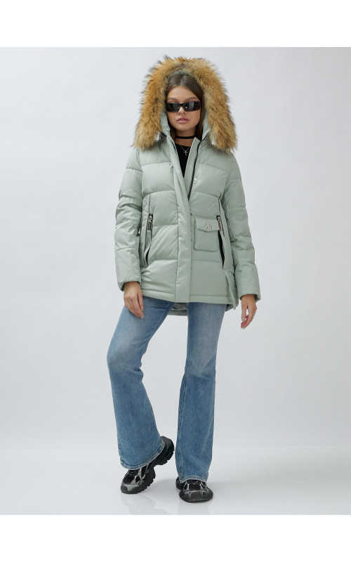 Женская зимняя куртка премиум-класса с мехом енота.