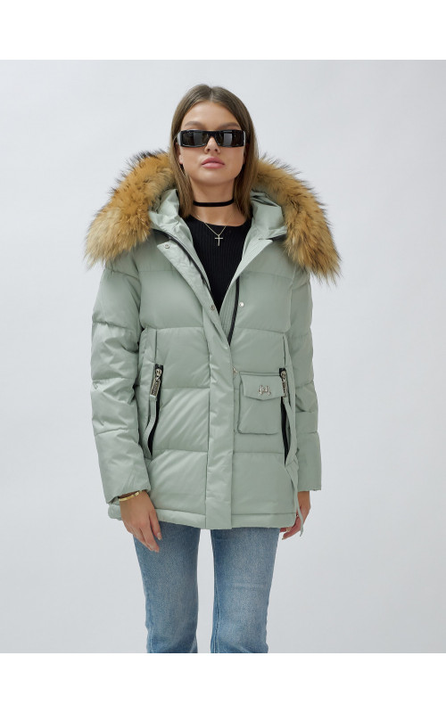 Женская зимняя куртка премиум-класса с мехом енота.