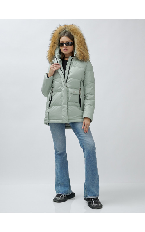 Женская зимняя куртка премиум-класса с мехом енота.