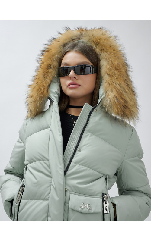 Женская зимняя куртка премиум-класса с мехом енота.