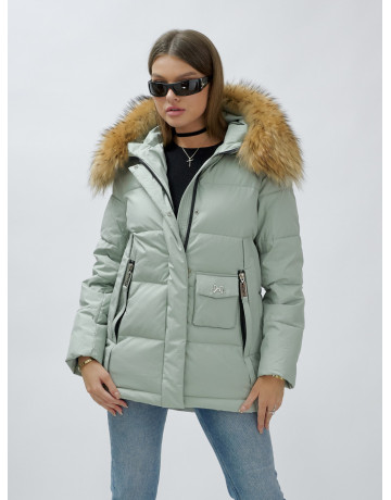 Женская зимняя куртка премиум-класса с мехом енота.