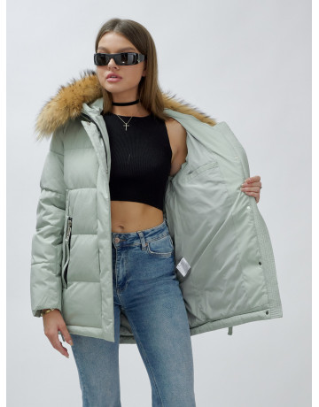 Женская зимняя куртка премиум-класса с мехом енота.