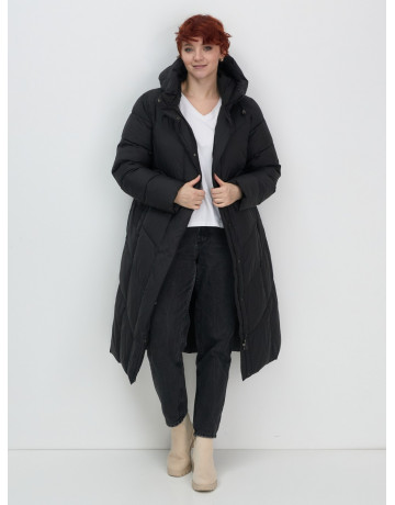 Длинный женский пуховик с капюшоном для зимы