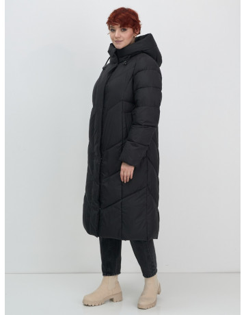 Длинный женский пуховик с капюшоном для зимы
