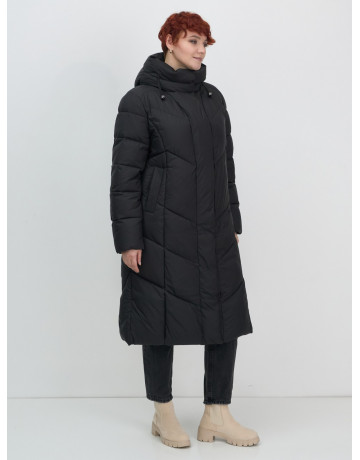 Длинный женский пуховик с капюшоном для зимы