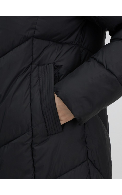 Длинный женский пуховик с капюшоном для зимы