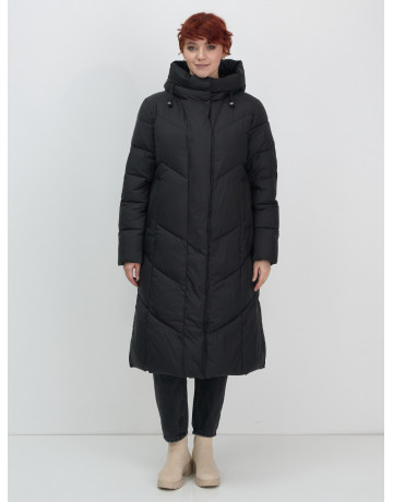 Длинный женский пуховик с капюшоном для зимы
