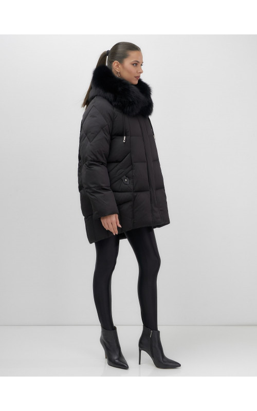 Пуховик с мехом песца премиум-класса