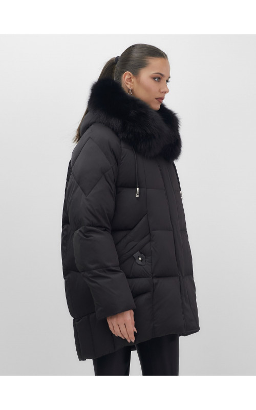 Пуховик с мехом песца премиум-класса