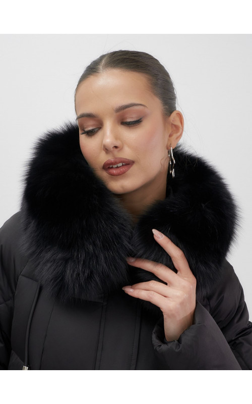 Пуховик с мехом песца премиум-класса