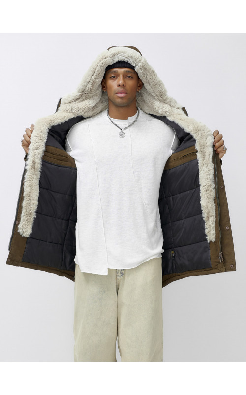 Зимняя мужская парка с капюшоном для активного отдыха.