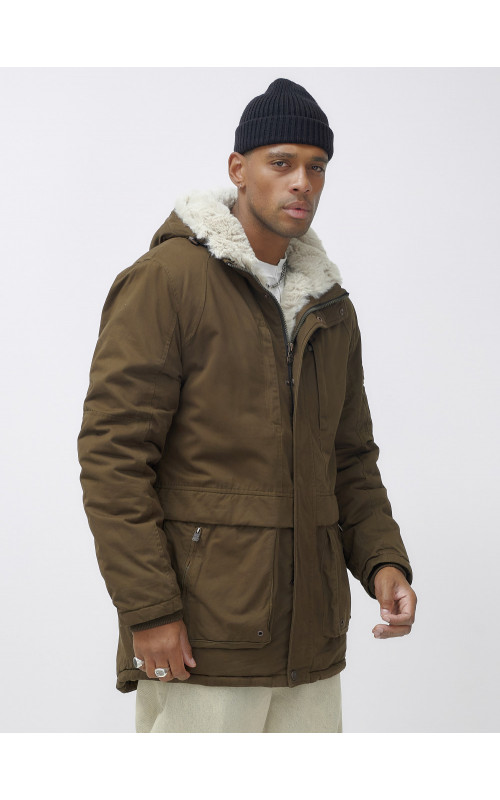 Зимняя мужская парка с капюшоном для активного отдыха.