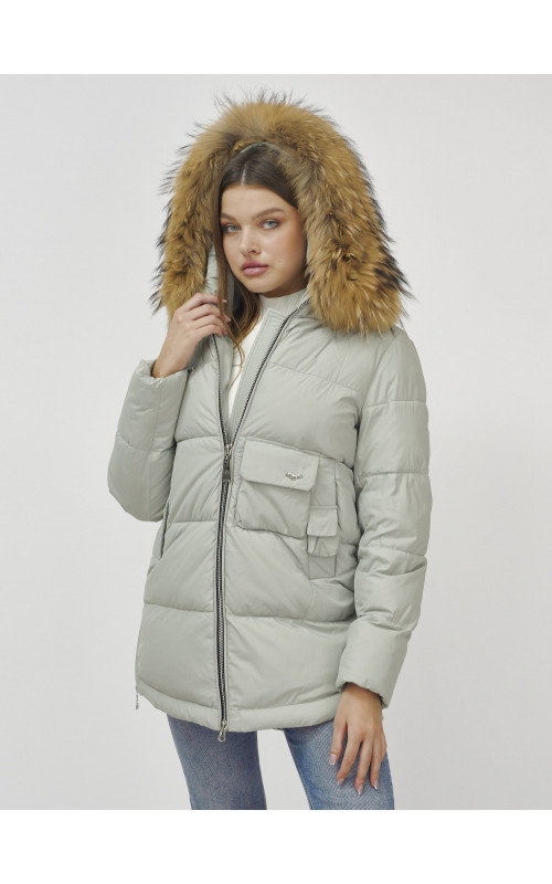 Женская зимняя куртка премиум-класса с мехом енота.