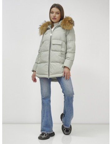 Женская зимняя куртка премиум-класса с мехом енота.