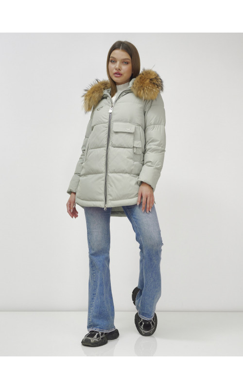 Женская зимняя куртка премиум-класса с мехом енота.