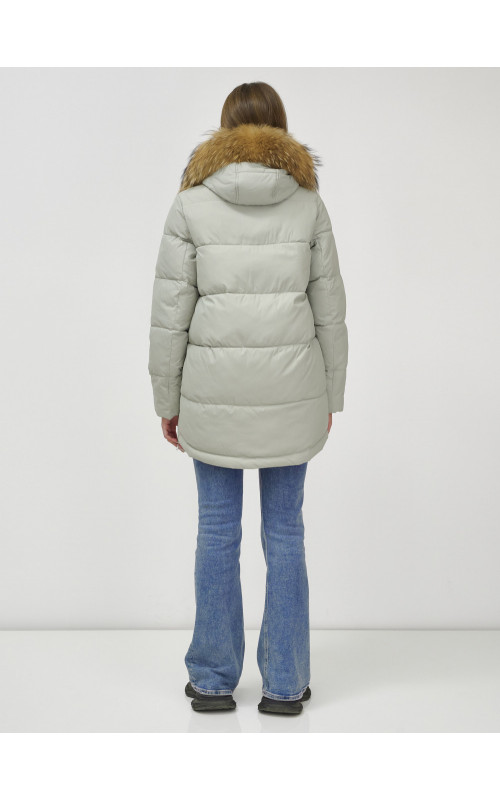 Женская зимняя куртка премиум-класса с мехом енота.