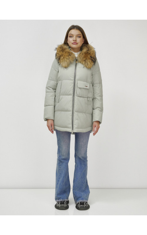 Женская зимняя куртка премиум-класса с мехом енота.