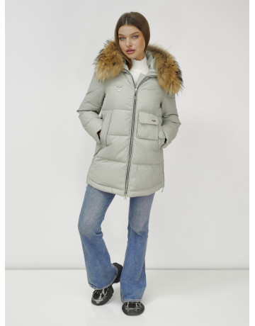 Женская зимняя куртка премиум-класса с мехом енота.