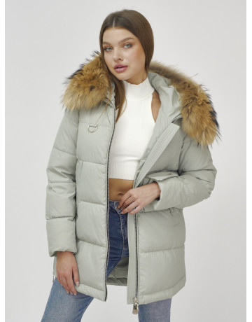 Женская зимняя куртка премиум-класса с мехом енота.
