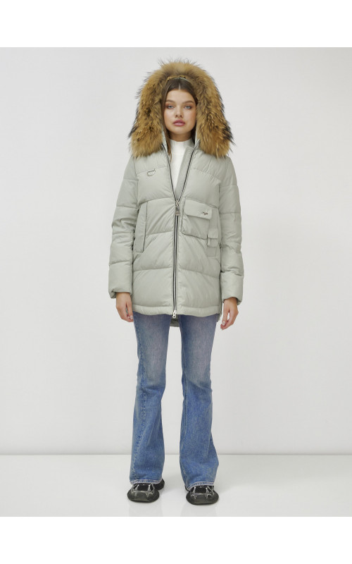 Женская зимняя куртка премиум-класса с мехом енота.