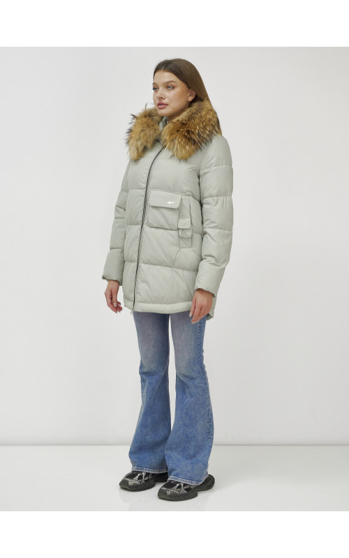 Женская зимняя куртка премиум-класса с мехом енота.