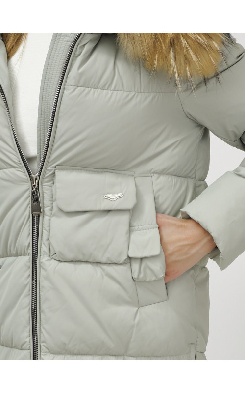 Женская зимняя куртка премиум-класса с мехом енота.