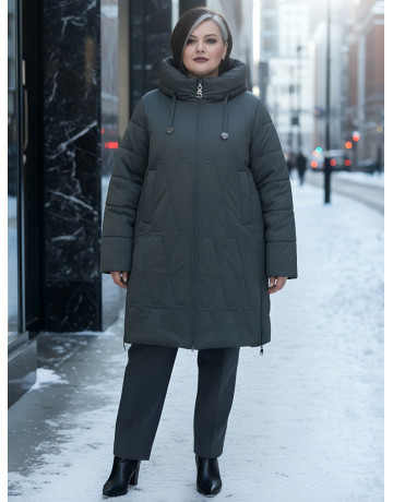 Длинный зимний пуховик для женщин больших размеров
