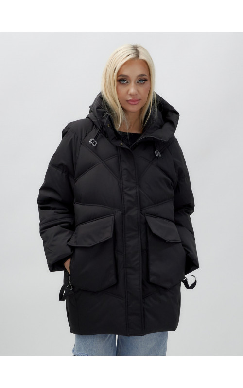 Зимняя куртка в стиле летучая мышь с капюшоном для активного отдыха.