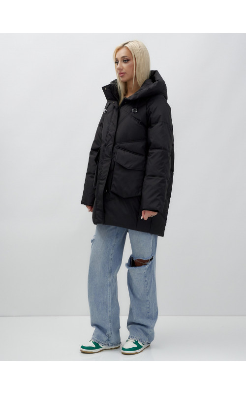 Зимняя куртка в стиле летучая мышь с капюшоном для активного отдыха.