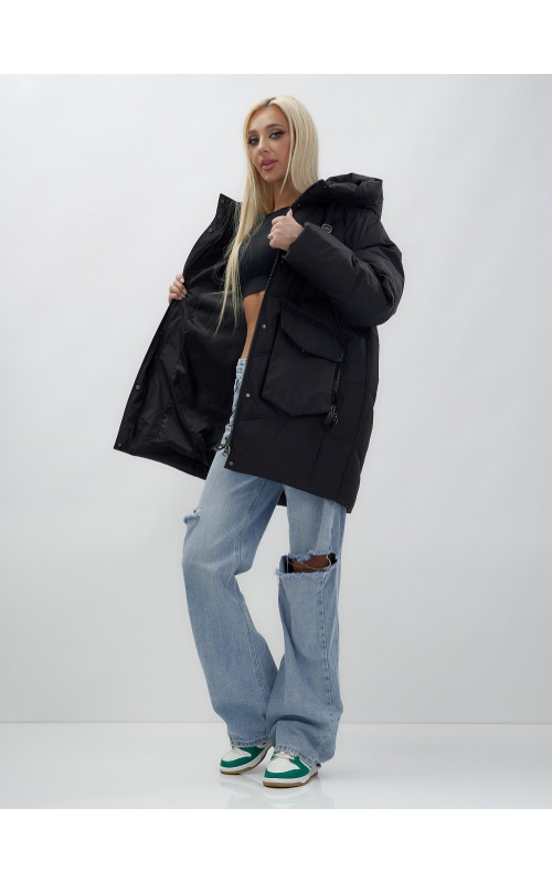 Зимняя куртка в стиле летучая мышь с капюшоном для активного отдыха.