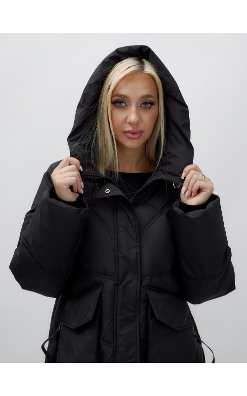 Зимняя куртка в стиле летучая мышь с капюшоном для активного отдыха.