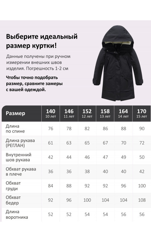 Зимняя парка для девочки-подростка с регулируемой посадкой.