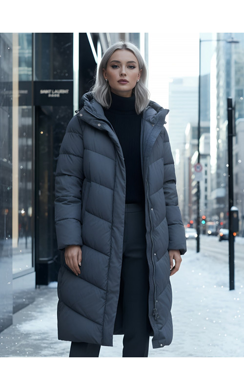 Длинный зимний пуховик для женщин