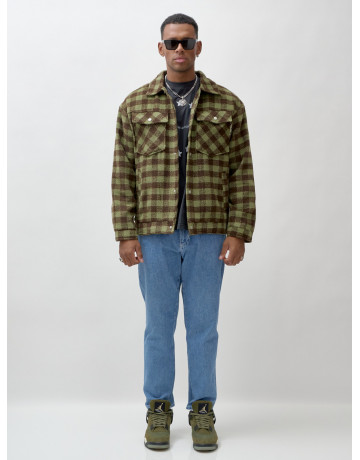 Мужская шерстяная рубашка прямого кроя в клетку.