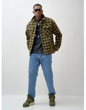 Мужская шерстяная рубашка прямого кроя в клетку.