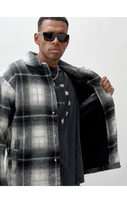 Ворсистая шерстяная куртка-рубашка, размерная сетка S–3XL