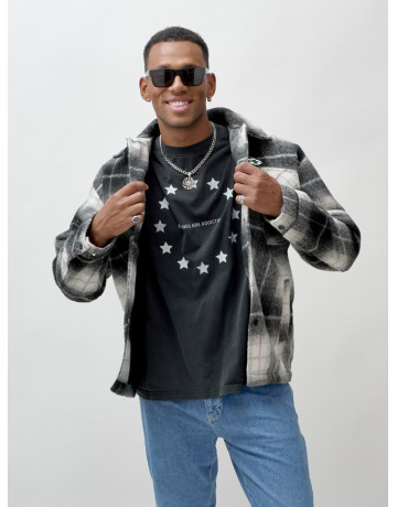 Ворсистая шерстяная куртка-рубашка, размерная сетка S–3XL