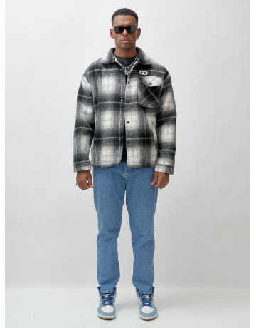 Ворсистая шерстяная куртка-рубашка, размерная сетка S–3XL