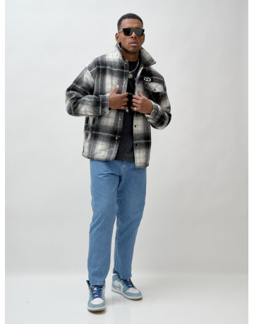 Ворсистая шерстяная куртка-рубашка, размерная сетка S–3XL