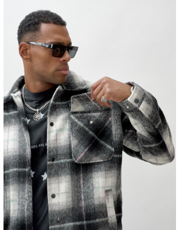 Ворсистая шерстяная куртка-рубашка, размерная сетка S–3XL