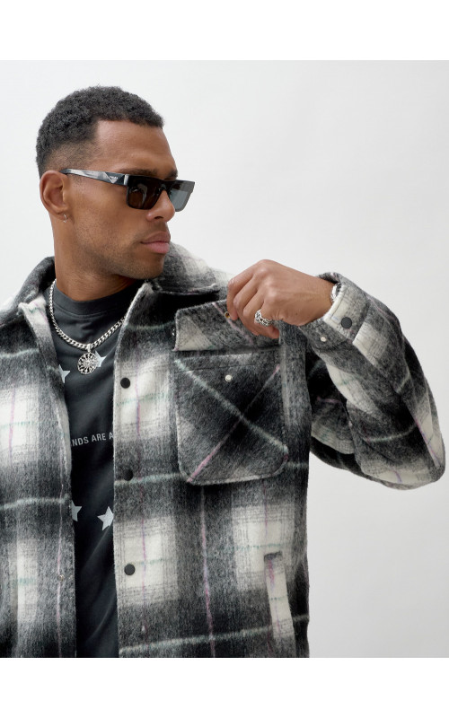 Ворсистая шерстяная куртка-рубашка, размерная сетка S–3XL