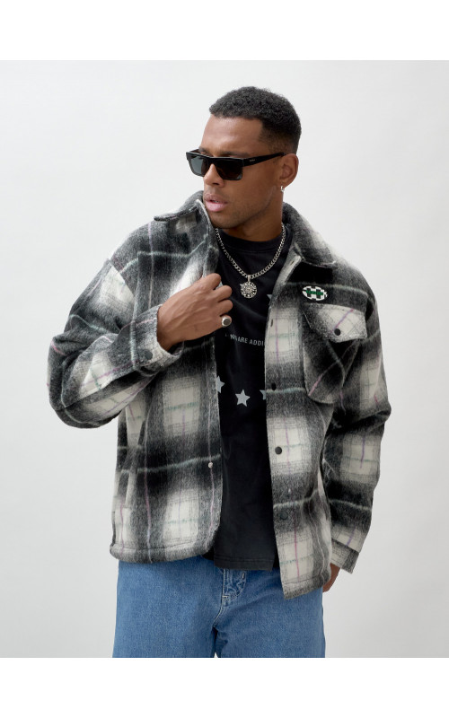 Ворсистая шерстяная куртка-рубашка, размерная сетка S–3XL