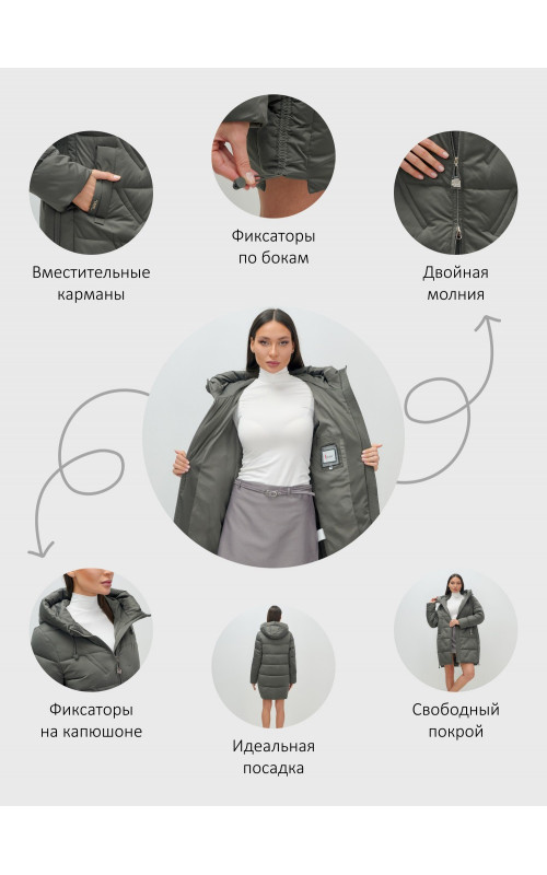 Женский зимний пуховик с капюшоном для холодной погоды.