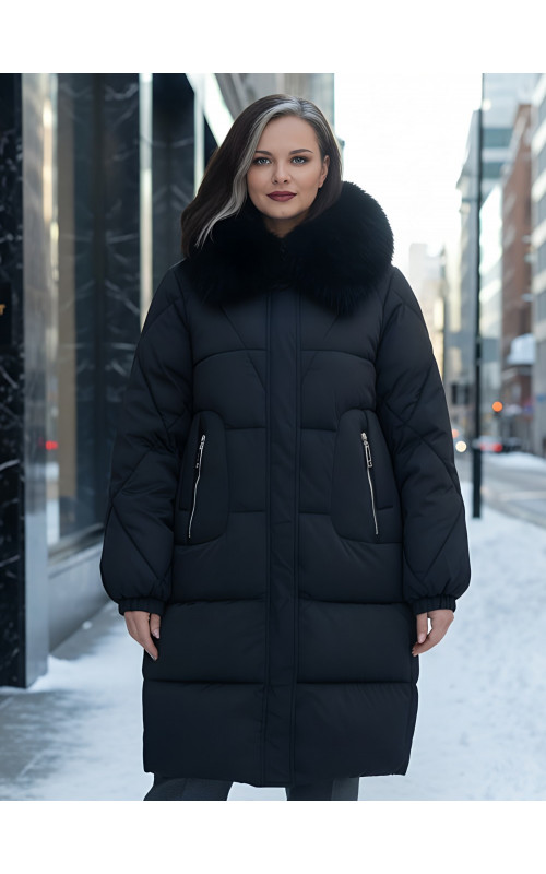 Длинный зимний пуховик премиум-класса.