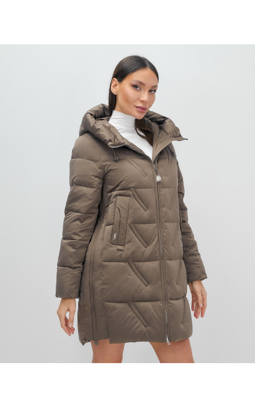 Тёплый женский пуховик с капюшоном для зимы