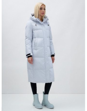 Длинный зимний пуховик с капюшоном для женщин.