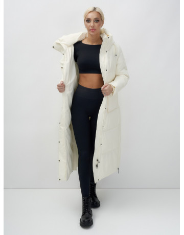 Длинный зимний пуховик с капюшоном для женщин.