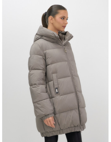 Женская зимняя куртка с капюшоном на резинке, утеплённая, больших размеров.