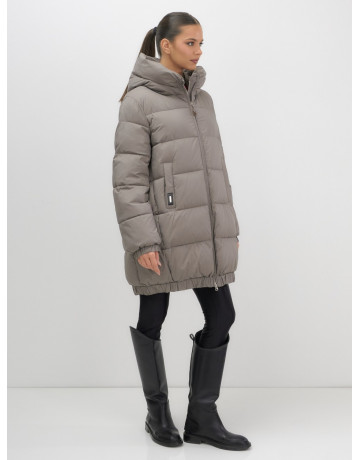 Женская зимняя куртка с капюшоном на резинке, утеплённая, больших размеров.